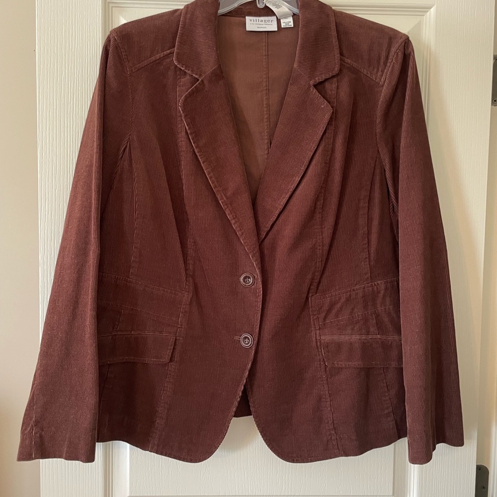 Vintage Brown Corduroy Blazer with Notched Lapels for Smart Casual